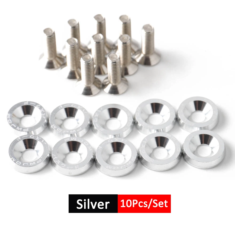 DSYCAR 1Set Billet Aluminium Kotflügel Stoßstange Unterlegscheibe Bolzen Motorraum Schraube Dress Up Kit JDM M6x20mm Schrauben
