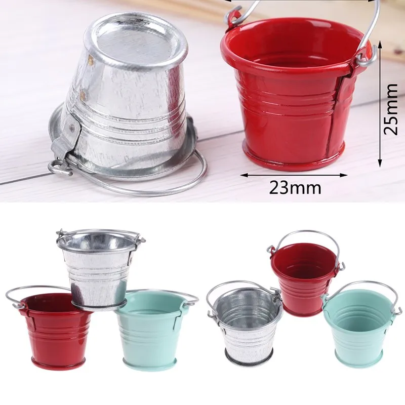 1PC 1/12 Scale Dollhouse Miniature Home Kitchen Garden Iron Water Bucket Pail Furniture Decoration Accessory