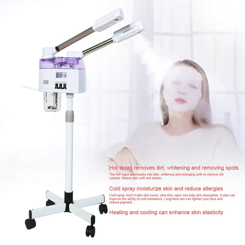 Ozone Steaming Ion Face Vaporizador Máquina de Pulverizador Quente e Frio Vaporizador de Pedestal Facial, Steamer for Home Spa, Cuidados com a pele