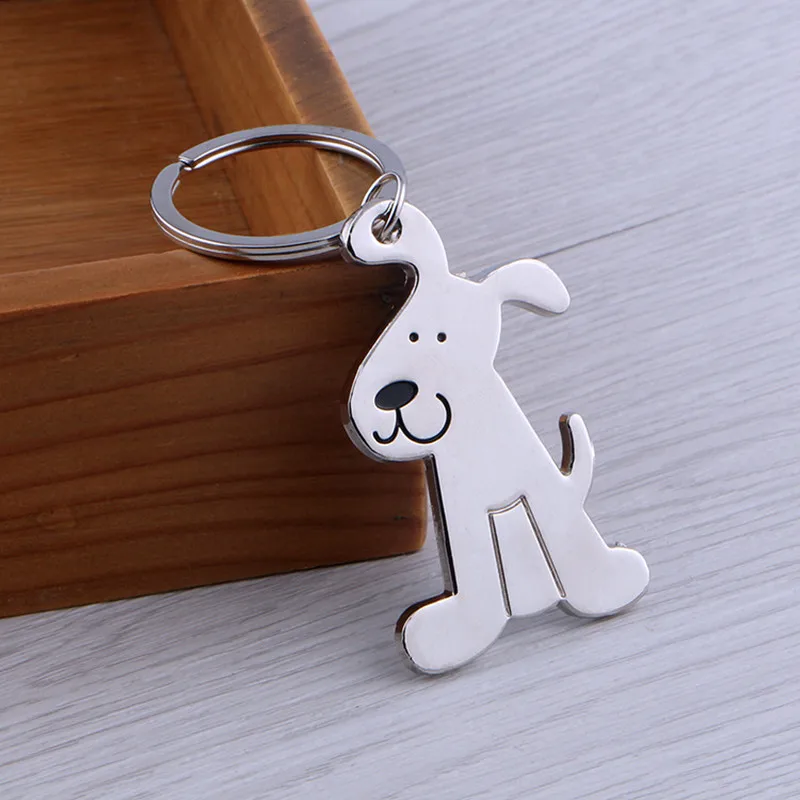 Alloy Metal Keychains Cute Shiny Linghting Dog or Cat Key Ring For Women Men Bag Jewelry Pendant Ring Circle