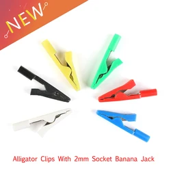 6 Pieces Crocodile Alligator Clips With 2mm Socket Banana Jack Test Clamp Wire Clip terminal