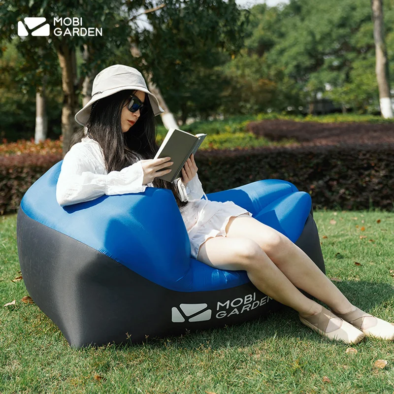 MOBI GARDEN Outdoor Camping Inflatable Sofa Air 210T Polyester Portable Beach Chair Lounger Comfort Light Leisure Bed Foldable