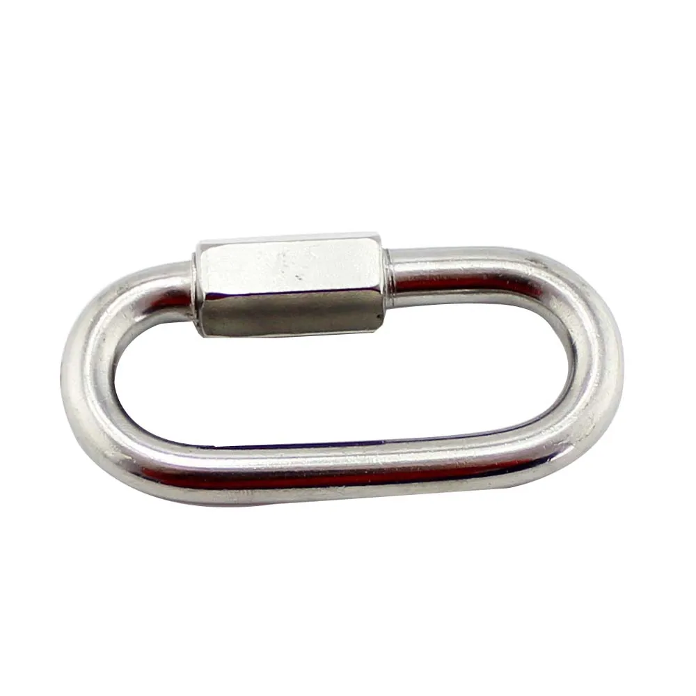 304 Stainless Steel Carabiner Quick Oval Screwlock Link Lock Ring Hook M4 5PCS