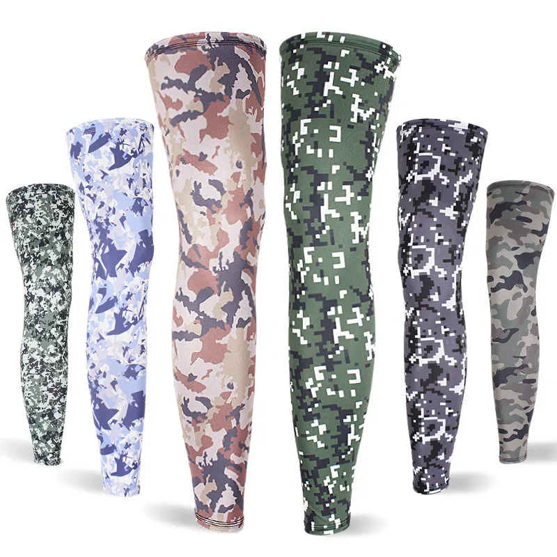 Cycling Leg Sleeve Camouflage Camping Race gaiter Leg Cover Basketball Leg Guard Ice Silk Warmer UV Protect Sport Safety Legging