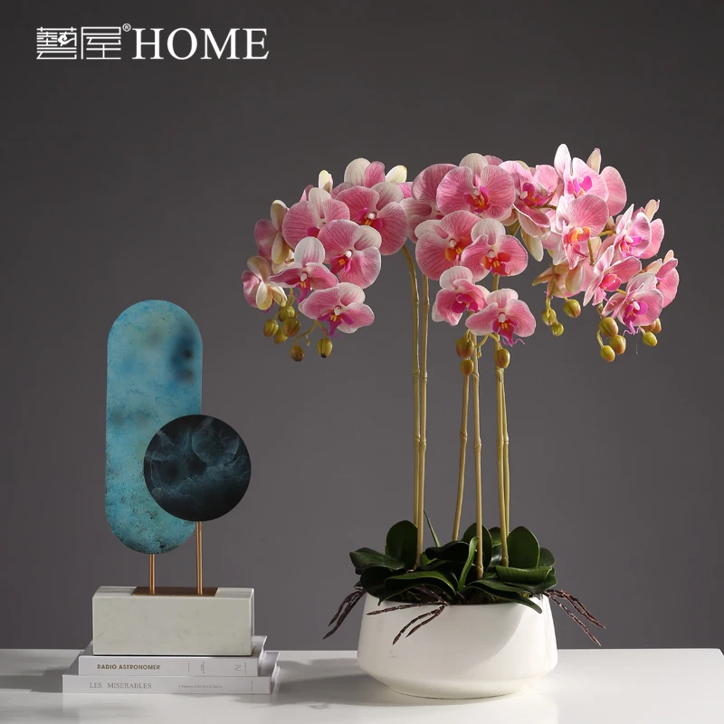 

Phalaenopsis simulation flower, living room decoration, dining table, porch, model room, indoor flower, artificial flower,