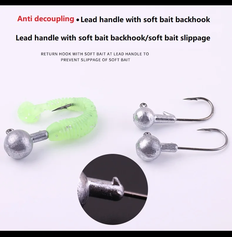 2-10pcs/lot 1.8g-14g crank Jig lead head hook Hook tip of olecranon for fishing soft lure bait worm Fishing Tackle Accessories