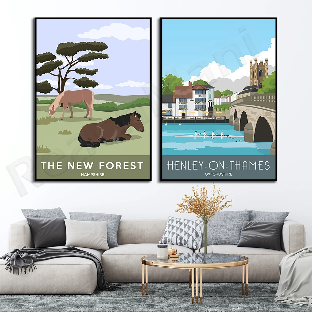 

Travel prints, Henry-on-Thames, Oxfordshire Poster, New Forest Pony, Hampshire Travel Art Canvas Wall Unique Gift