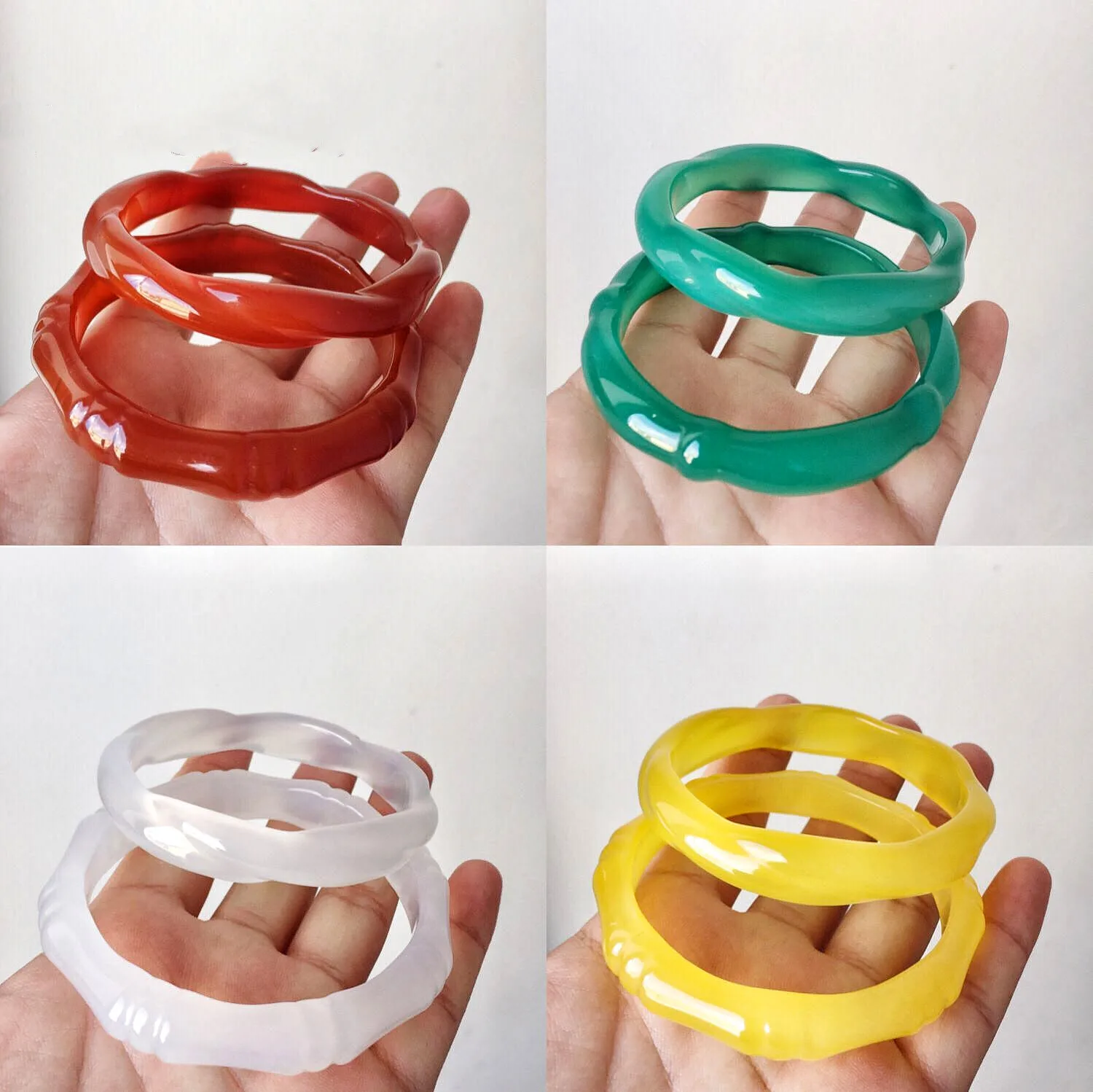 

High Ice Red Green Yellow Chalcedony Twist Bangles White Agate Turns Things Around Handring Women's Jade Bracelet Jewelry