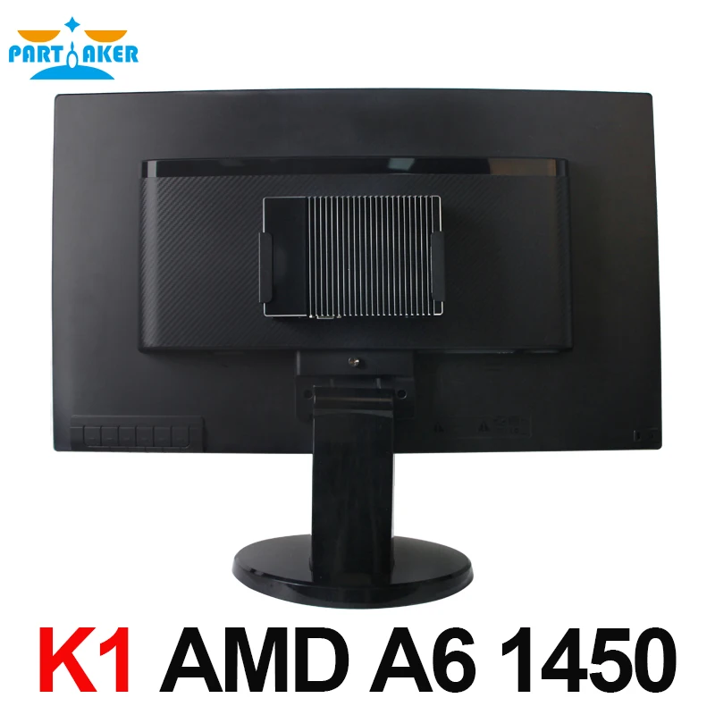 Parteaker Mini PC senza ventola AMD A6 1450 Quad Core Computer industriale Mini PC desktop Windows 10 Pro HDMI VGA Accensione automatica