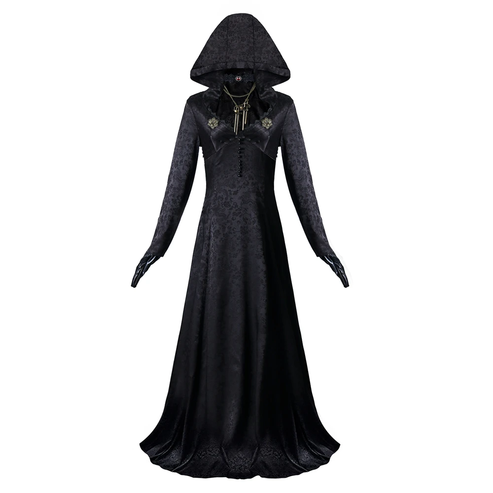 Game Village Bela Dimitrescu Costume Black Bela Cosplay Dresses Set Vampire Madam\'s Daugther Biohazard Village Cos Outfits