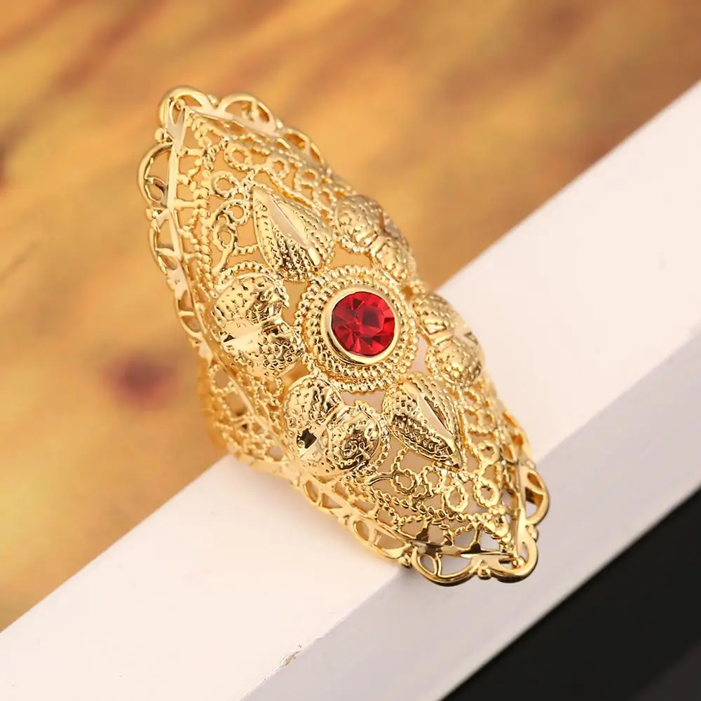 Ethiopian Gold Color Ring for Women Trendy African Arabian Charm Party Wedding Jewelry Gift