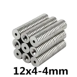 Imán de neodimio permanente para avellanado, potente imán magnético de 12x4mm, agujero de 4mm, 12x4-4mm, NdFeB, 12x4mm, 10/20/30 unidades