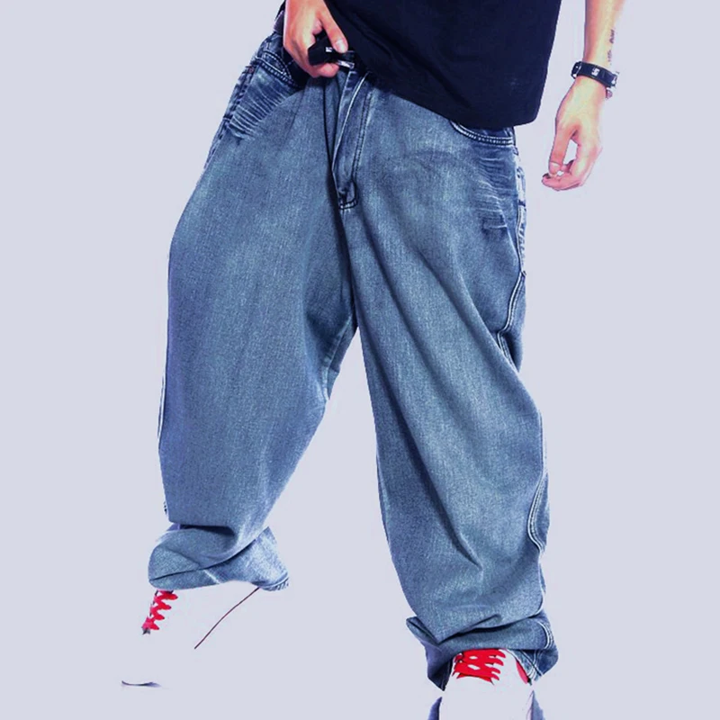 ผู้ชาย Retro กางเกงยีนส์ Vintage ล้างกางเกงยีนส์กางเกงชาย Hiphop สเก็ตบอร์ดกางเกงยีนส์ตัวอักษรพิมพ์กางเกงยีนส์ขากว้าง