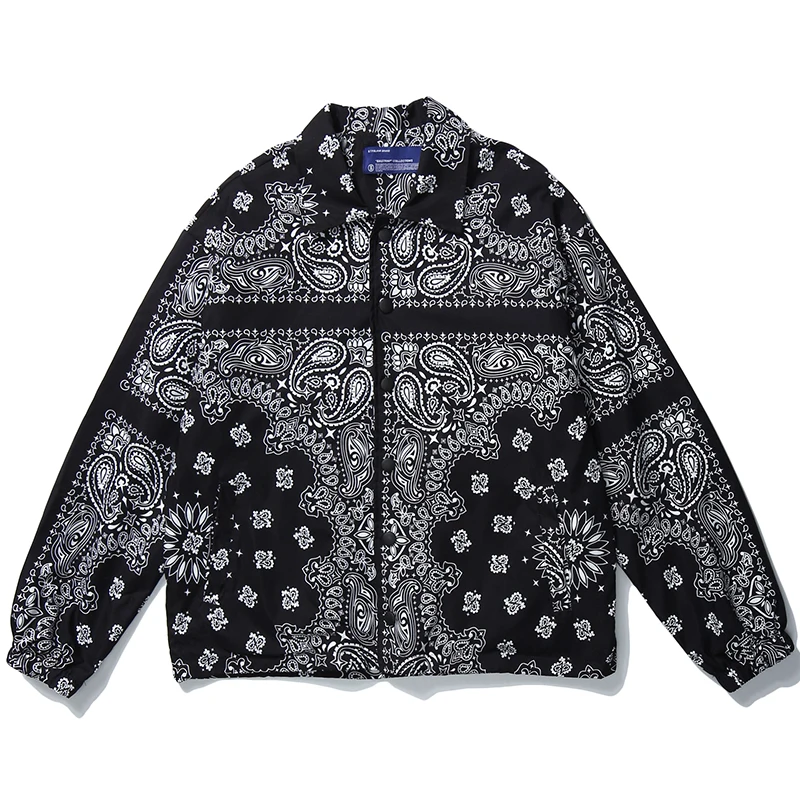 Mens Hip Hop Bandana Paisley Pattern Bomber Jackets Windbreaker Harajuku Streetwear New Nice Autumn Casual Coats Tops Clothing