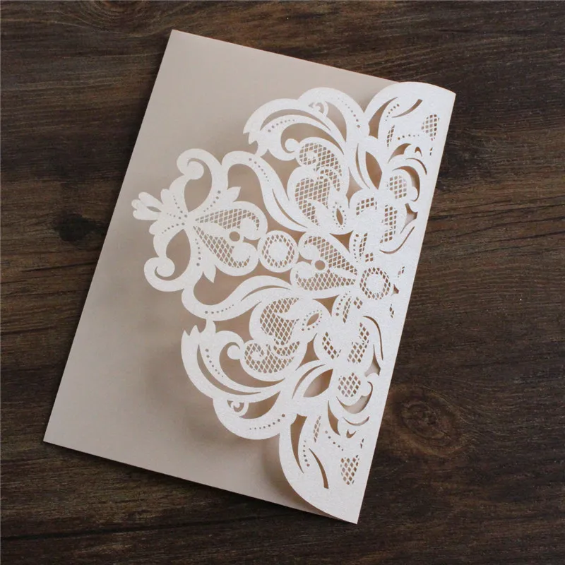 Laser Cut Wedding Invitation Set Custom Glitter Invite Belly Band Printing Party Decoration Supply