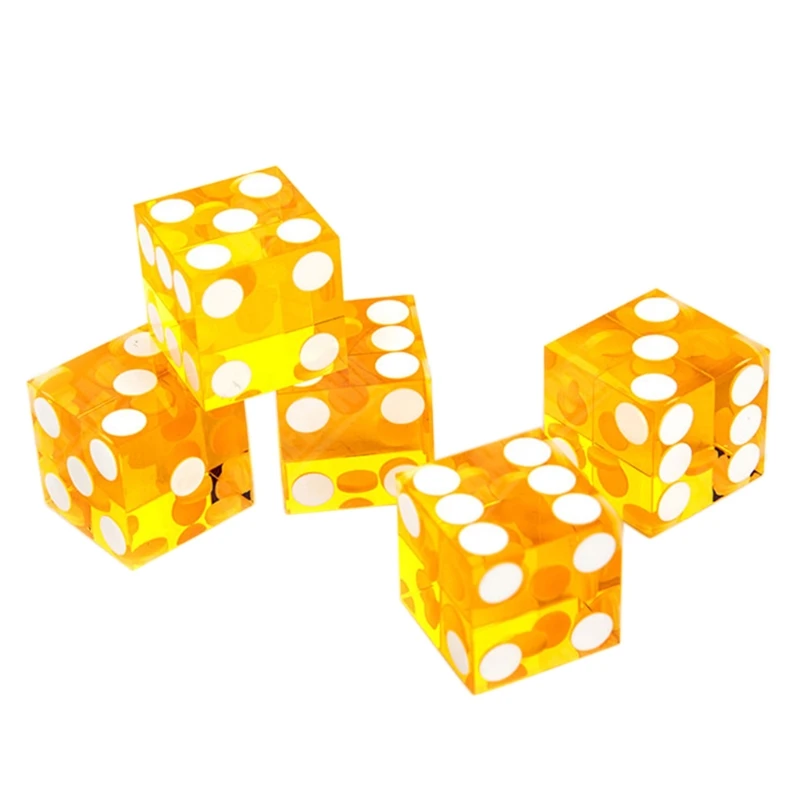 5pcs High-grade Acrylic Transparent Dice D6 19mm Casino Dice with Razor Edges Drop Shippingt