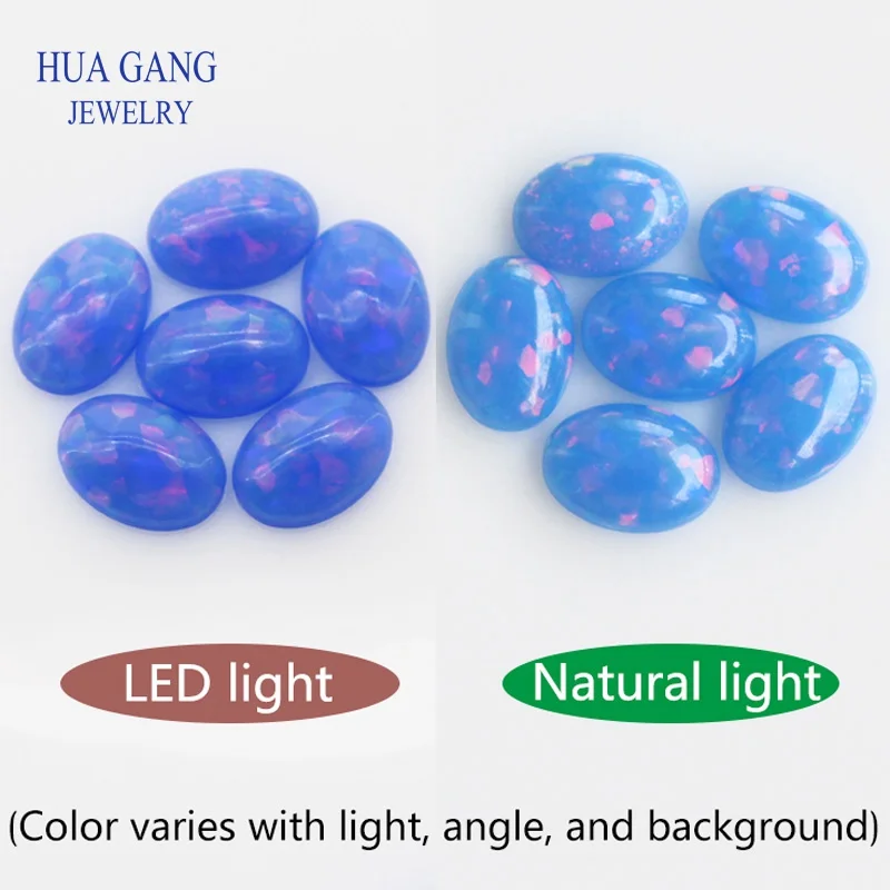 Oval Shape Opal Loose Lab Created Gems Flat Base Cabochon Opal Stones Semi-Precious Gems Beads For Jewelry Making 3x5mm-7x9mm