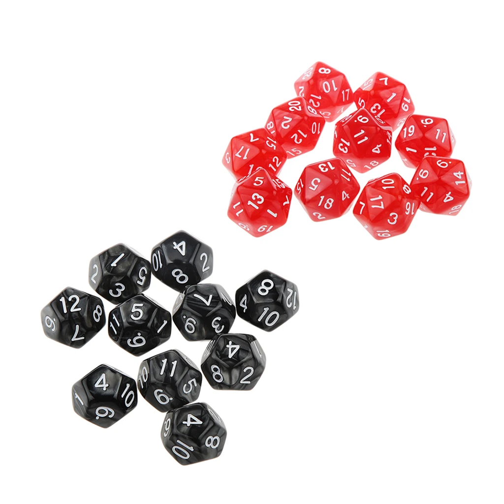 20 Pieces Dice Set 10mm D20 and Blank Dice for D&D MTG Role Playing Game Player Toys