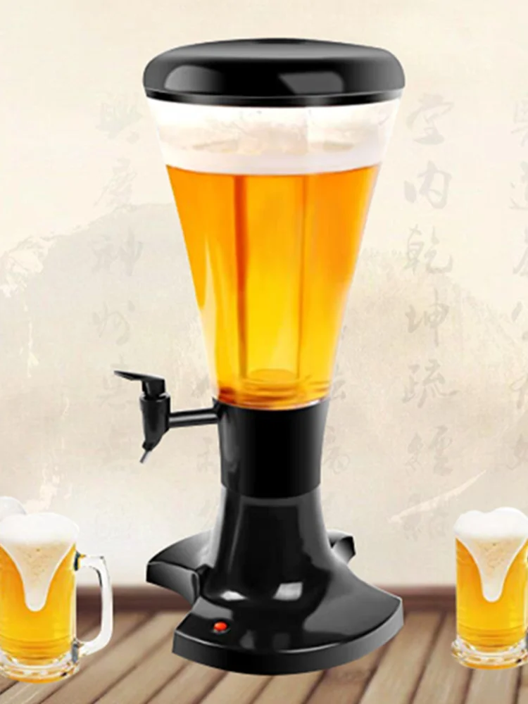 

PlumWheat Black 3 Liters Deluxe Cold Draft Beer Tower Dispenser with Big Ice Tube for Bars Hotel Restaurant BT59