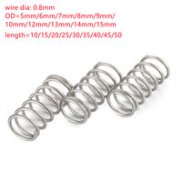 10-20pcs/lot 0.8mm Stainless Steel  Micro Small Compression spring OD 5/6/7/8/10/12/13/14/15mm length 10mm to 50mm