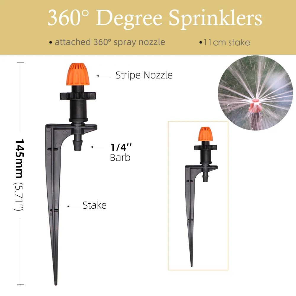 Zraszacze natryskowe 18 90 °/180 °/360 °/dysze taśmowe 11cm Stakes 1/4 \'\'złącza śrubowe Barb 5.0 ogród nawadniania w szklarni