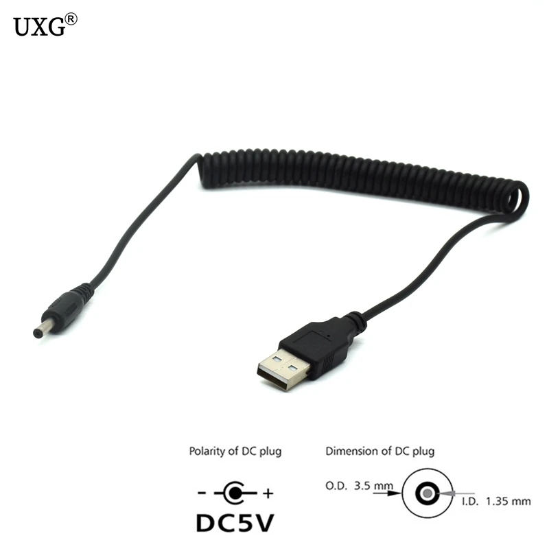 90 kąt usb do komputera męskie do 5V DC 3.5mm x 1.35mm beczka złącze teleskopowa wiosna moc adapter kablowy 1m