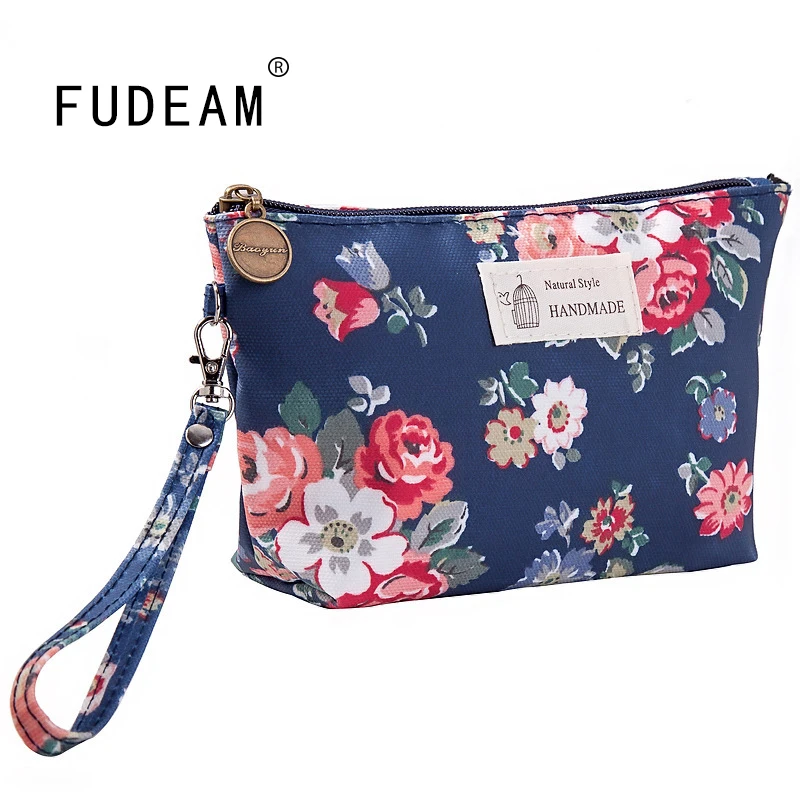 FUDEAM Rose Flower Bird Pattern Women Travel Storage Bag Toiletries Organize Waterproof Cosmetic Bag Portable Female Make Up Bag