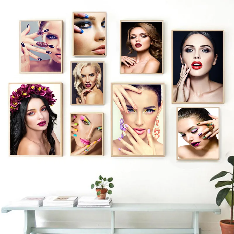 Modern Fashion Decorative Painting Manicure Makeup SPA Beauty Salon Canvas Art Print Poster Shop Wall Art Decor