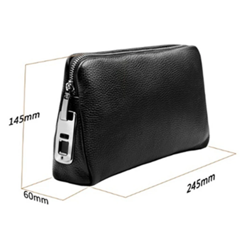 Men\'s Fingerprint Bags for men Leather Hand Bag Male Long Money Wallets Mobile Phone Pouch Men Messenger Bag Anti-Theft Purses