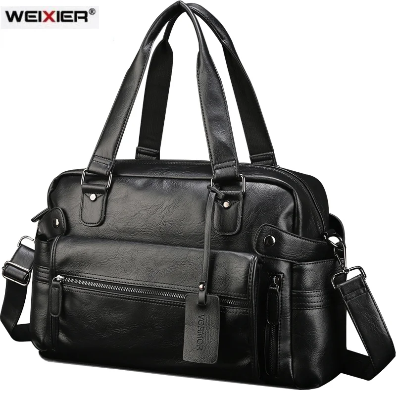 WEIXIER PU Leather Bag Business famous designer bags Men Handbags Men\'s Travel Bags Laptop Briefcase Bag for Man bolso de hombre