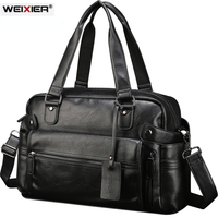 WEIXIER PU Leather Bag Business famous designer bags Men Handbags Men's Travel Bags Laptop Briefcase Bag for Man bolso de hombre