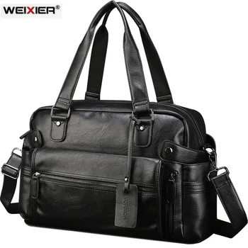 WEIXIER, bolso de cuero PU, bolsos de diseñador famosos de negocios, bolsos de hombre, bolsos de viaje para hombre, maletín para ordenador portátil, bolso para hombre