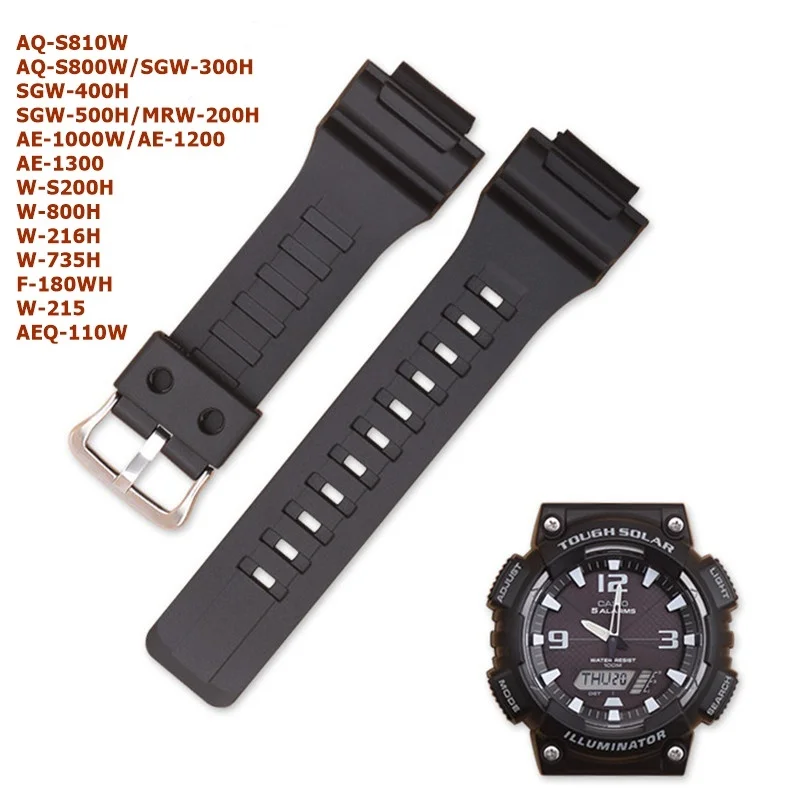 18mm Watch Strap for Casio G-shock AQ-S800/AQ-S810W SGW-300H SGW-400H HDC-700 MRW-200H AE-1000W AE-1200 Silicone Watchband