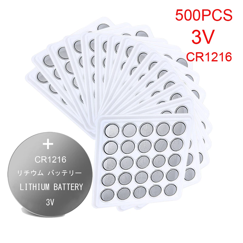 

500pcs CR1216 CR 1216 1216 Watch Clock Lithium Battery Pilas DL1216 BR1216 ECR1216 5034LC LM1216 Button Coins Cells