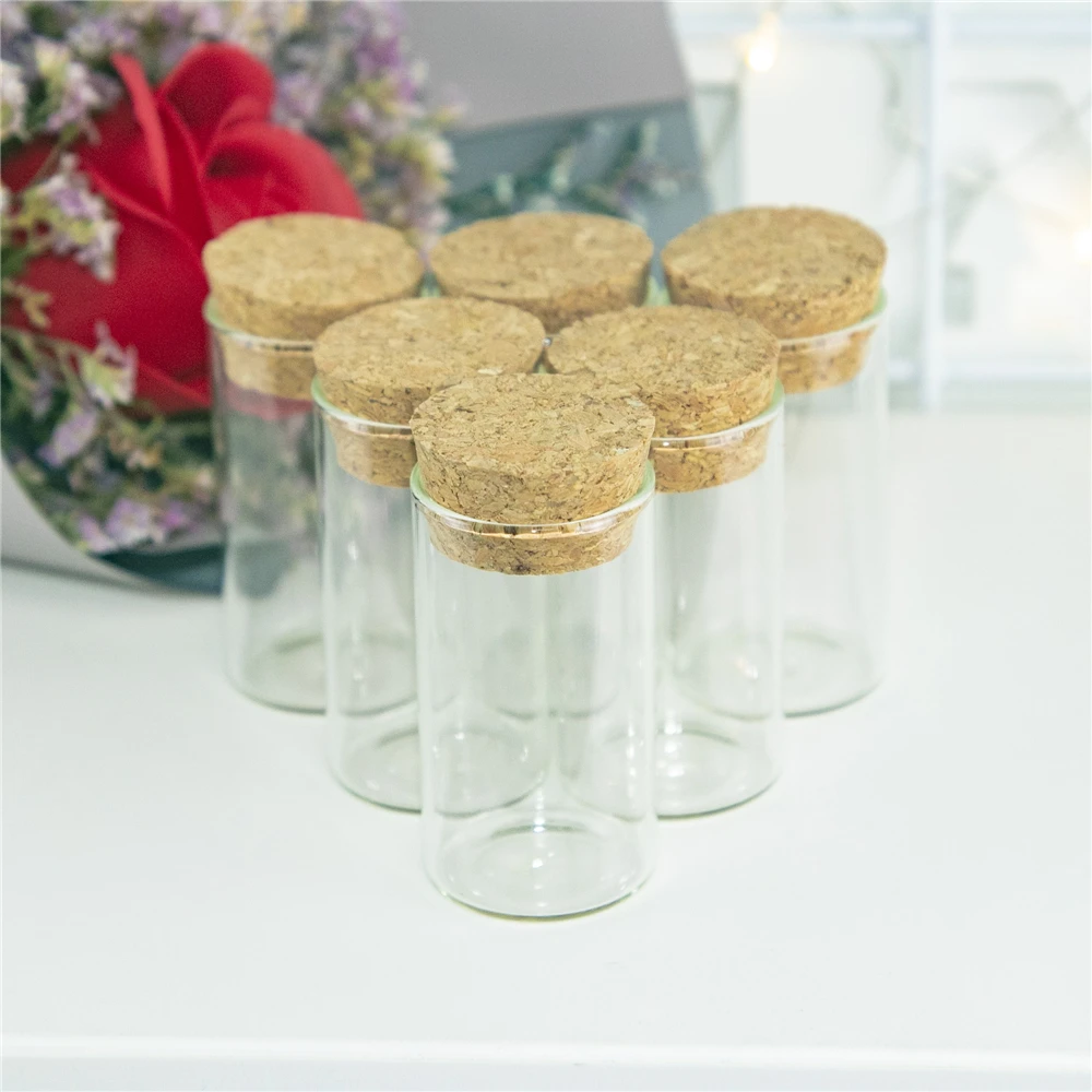 50Pcs 15ml Empty Test Tube Glass Jars Small Clear Mini Container for Make Handicraft Perfume Vials Cosmetic Sub Bottling