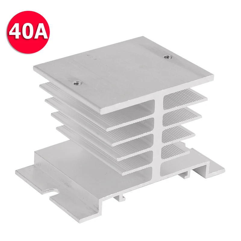 Radiador de aluminio montado en Riel Din pequeño, disipador de calor para SSR-40DA SSR monofásico 10A 25A 40A, relé de estado sólido