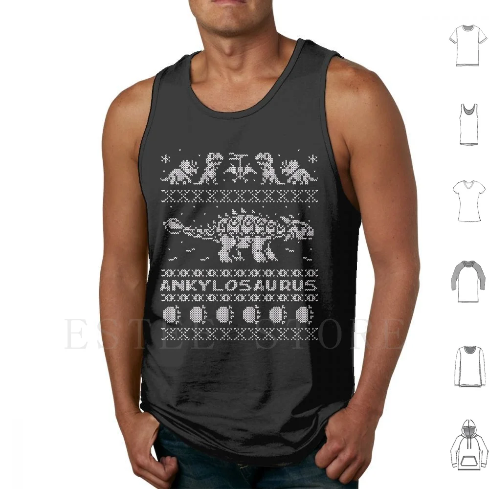 Ankylosaurus Winter Holiday Sweater Tank Tops Vest Cotton Dinosaur Ugly Holiday Sweater Sweater Winter Fun Prehistoric