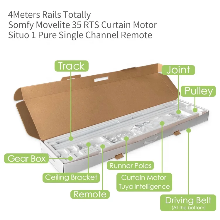 Wholesale Electric Motorized Somfy Sliding Curtain Motor Splicing Rails Kit