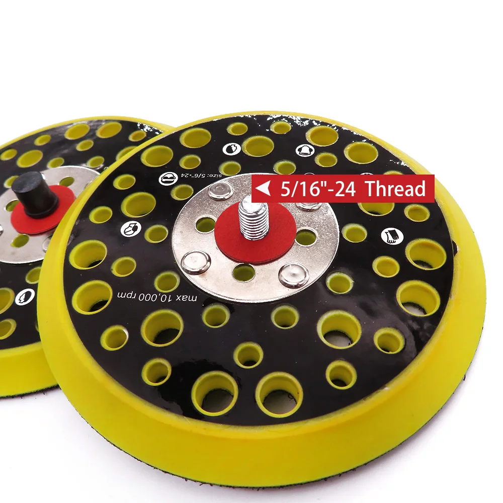 5 Inch 125Mm 44 Lỗ Nhám Lưng Miếng Lót Móc & Vòng Lặp Miếng Chà Nhám Với 5/16 "-24 Đường Chỉ May không Bám Bụi Chà Nhám Đĩa Giá Đỡ Cho MIRKA