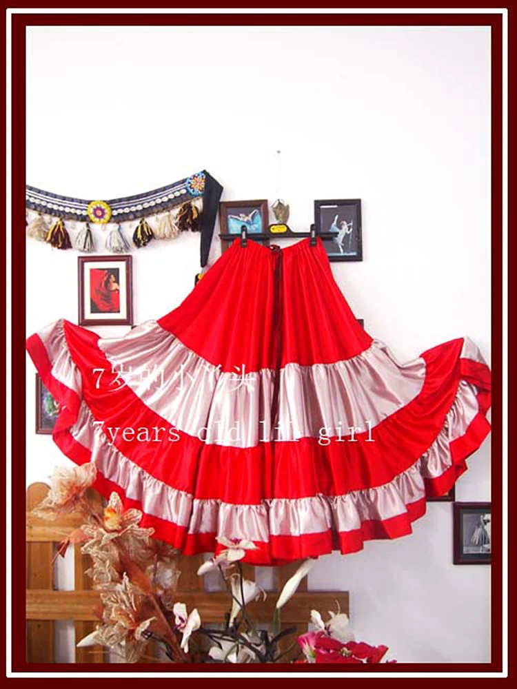 Jupe Tribal Flamenco Belly Dance, Lil Girl 7 ans, InjRock Satin, 4 niveaux, 20 verges, 6 000, 9EX39, 2024