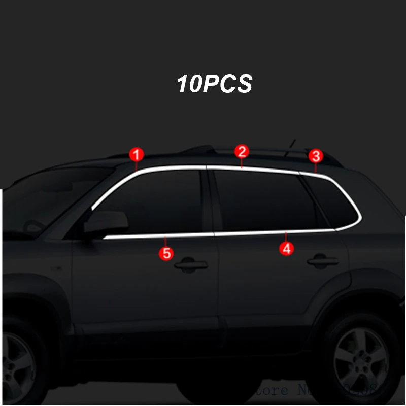 Stainless Steel Full Frame Sill with Decorative Window Stickers for Hyundai Tucson 2008 2009 2010 2011 2012 2013 2014