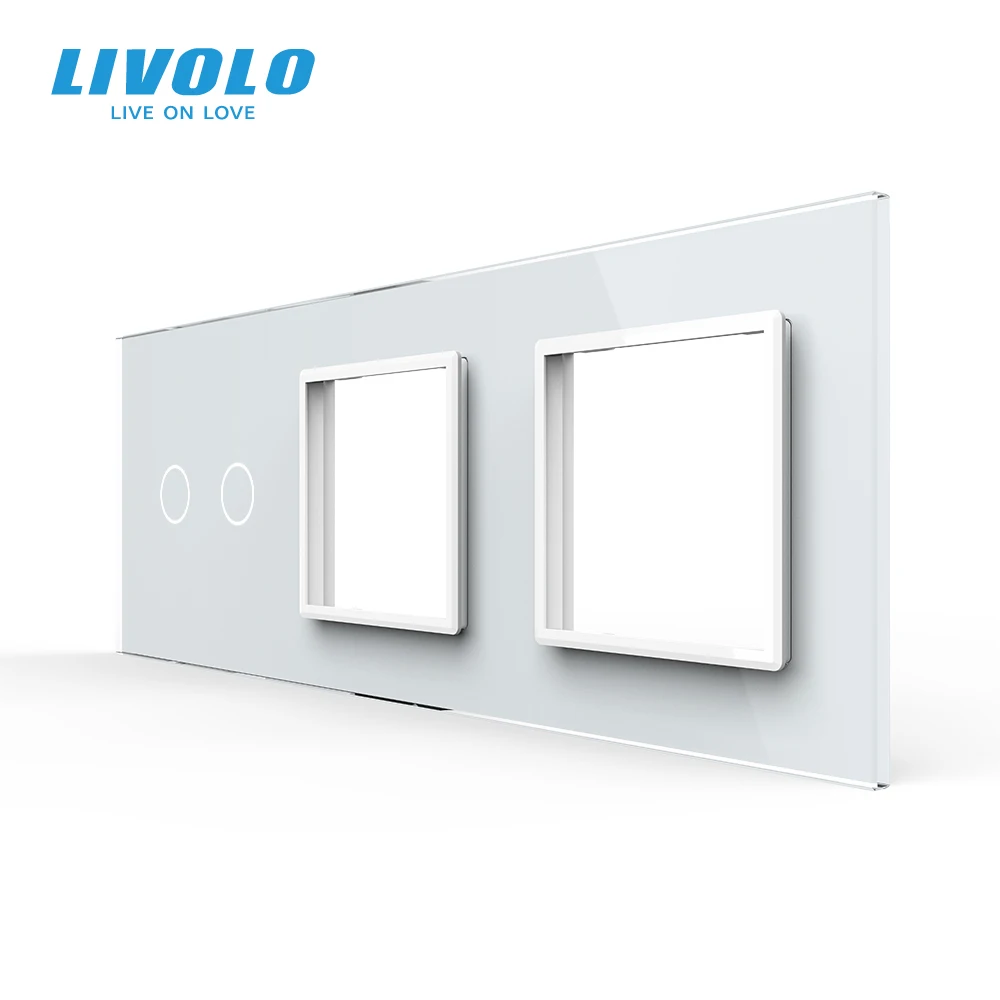 Livolo Light Switch Panel, 294mm*80mm,EU Standard,Quadruple Glass Plate,DIY by Yourself,2 Colors Free Choose