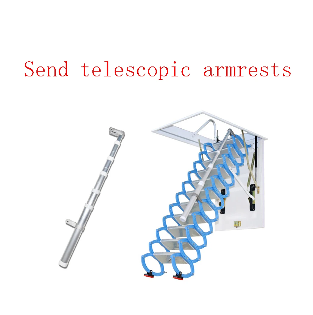 Aluminum Telescopic Attic Ladder Home Folding Stairs  Loft Pull Down Ladder Hinge with Handrails