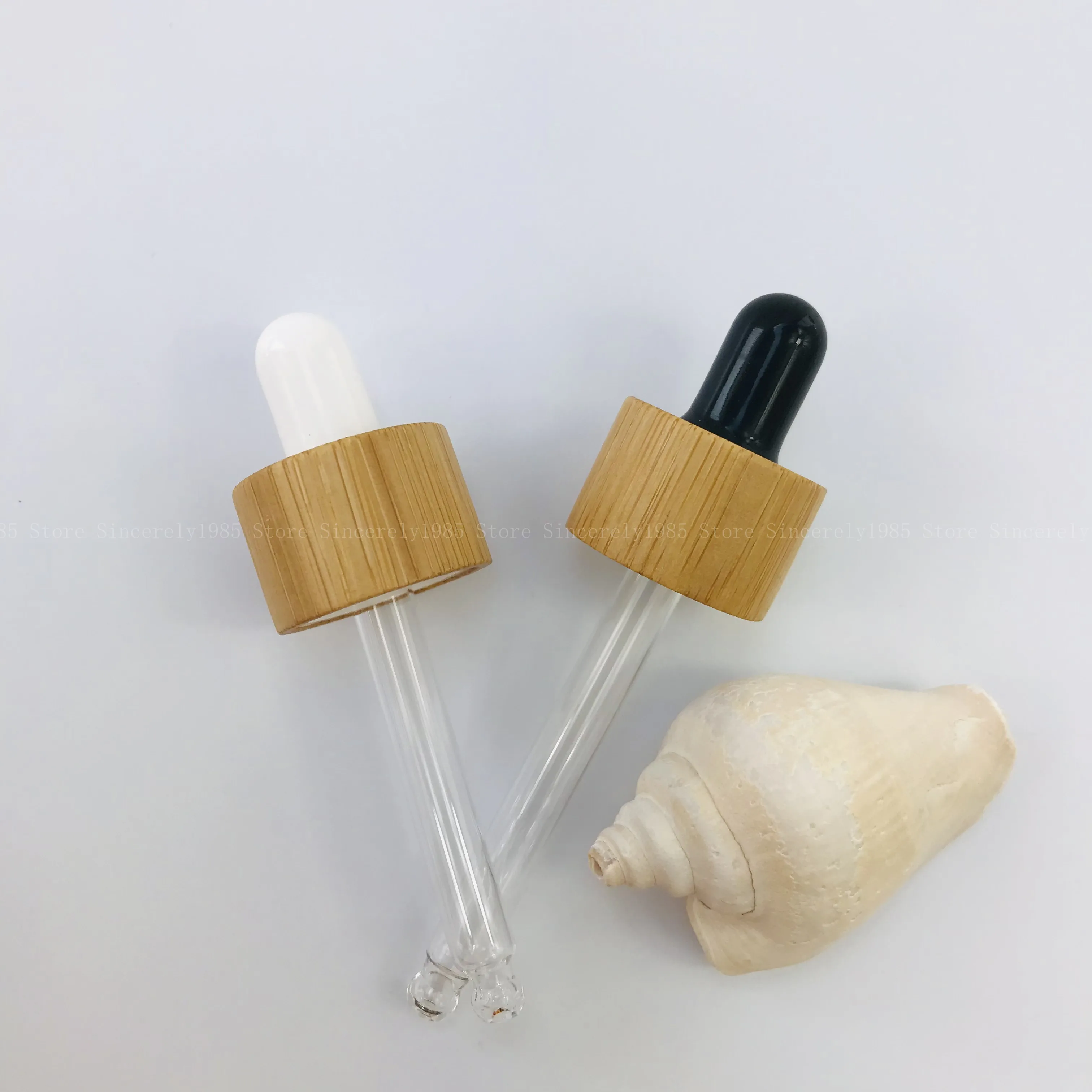 100csp 18mm/410 Glass Bottle Dropper Cap Natural Wood Grain Bamboo Lid /Wood Grain Lid With Pipette