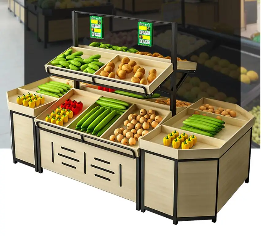 Fresh supermarket fruit shelf display shelf vegetable shelf fruit store vegetable shelf