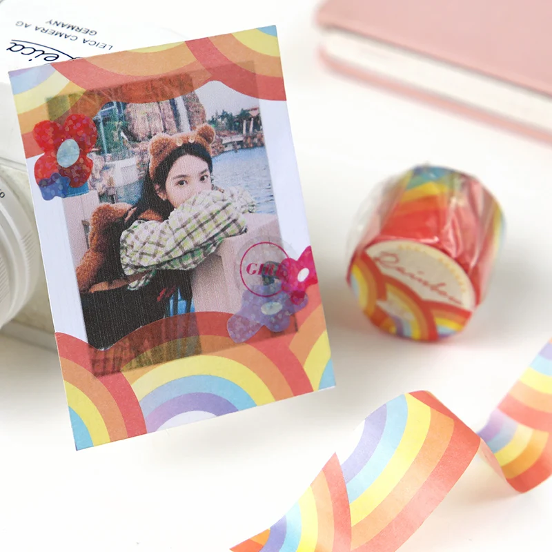 Cute Rainbow Cloud Stars Tulip Ins Washi Tapes Deco Masking Tape Diy Photo Album Arts Crafts Scrapbooking Journaling Stationery