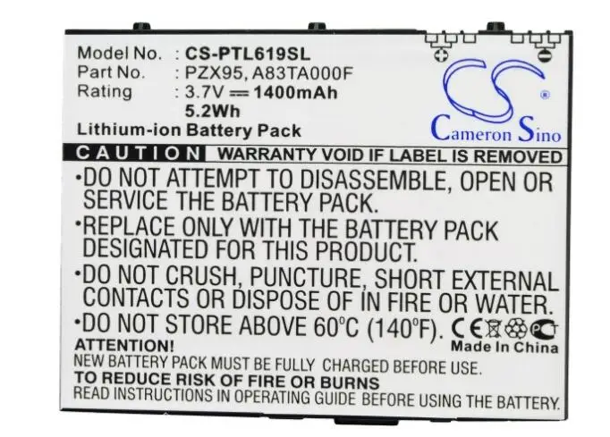 cameron sino 1400mah battery for PHAROS M619 Mercury 619 PTL619 PTL619BN Traveler 619 Traveler M619 A83TA000F PZX95