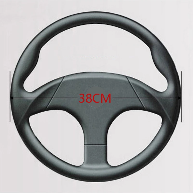 38cm Car Genuine Leather Steering Wheel Braid Cover Hand-stitched Soft Non-slip Auto Interior Accessories