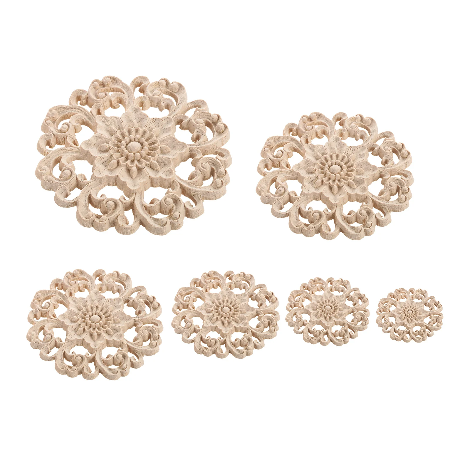 10/12/15/20/24/30cm Furniture Wood Carving Appliques Vintage Nautical Decor Cabinet Door Solid Decals Flowers Carved Crafts