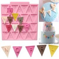 Cooking Tools Flag Shape 26 English Letters Silicone Mold Chocolate Fondant Cake Decorating Cake sugar craft Moulds Tools